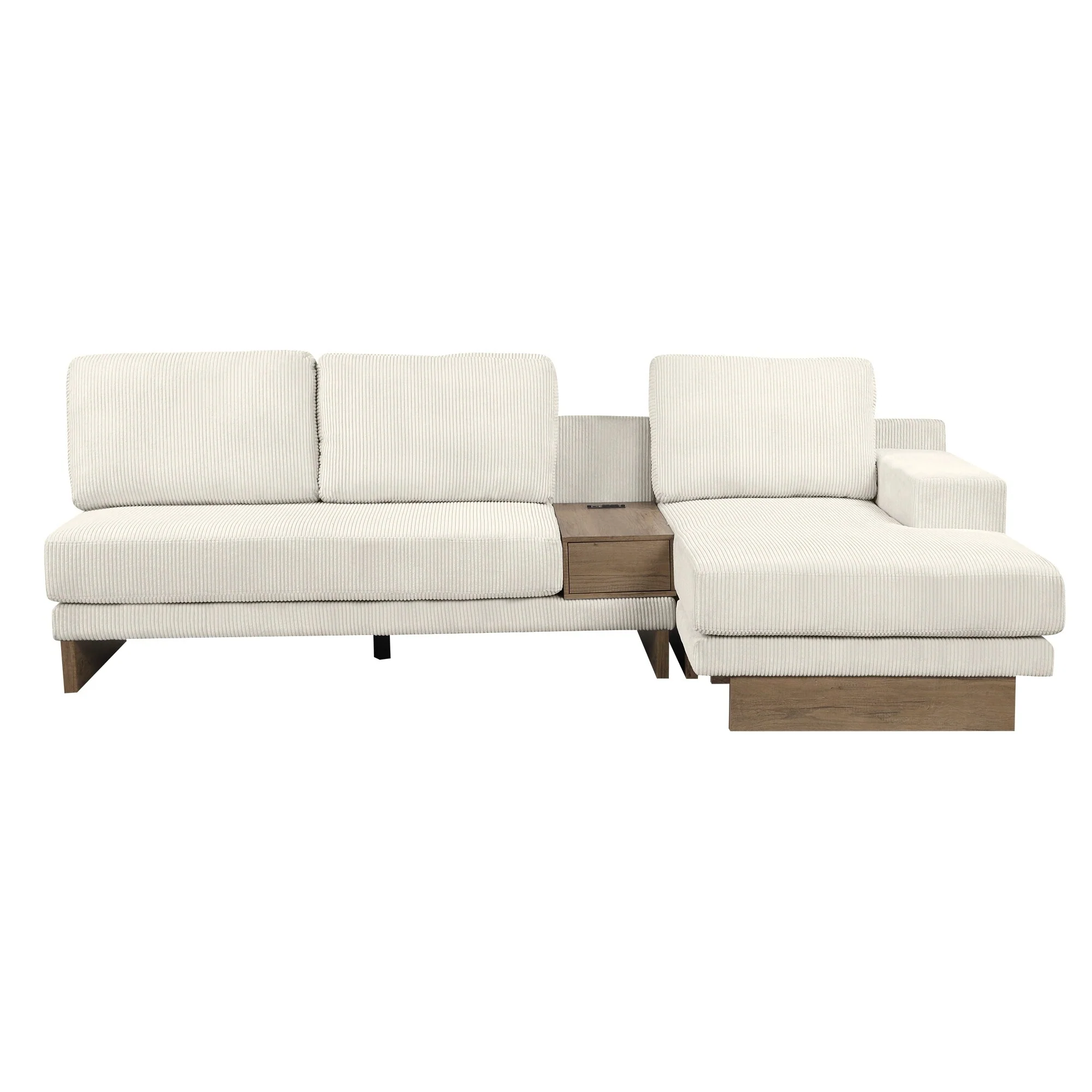 Modern Sectional Sofa with Flexible Chaise and Hidden Storage Drawer and USB Ports and Power Sockets for Living Rooms