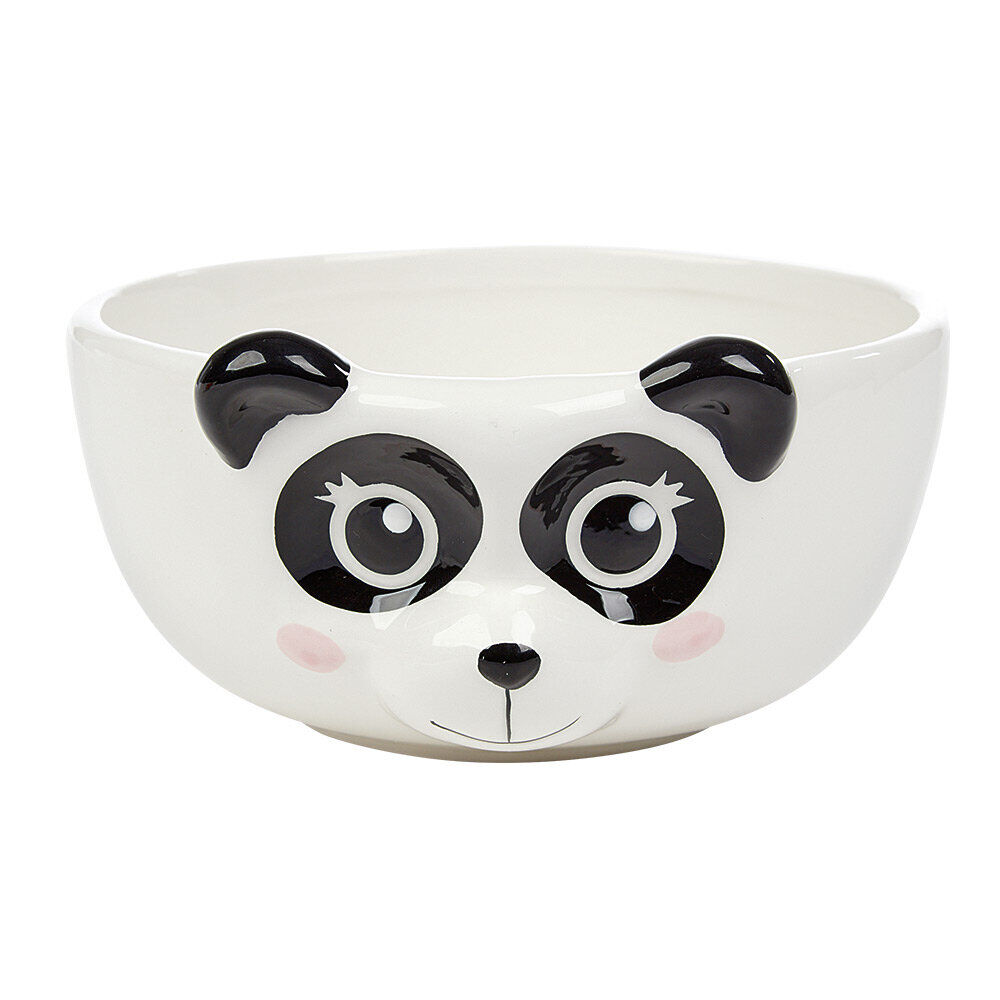 Bol forme tête de panda en faïence noir et blanc