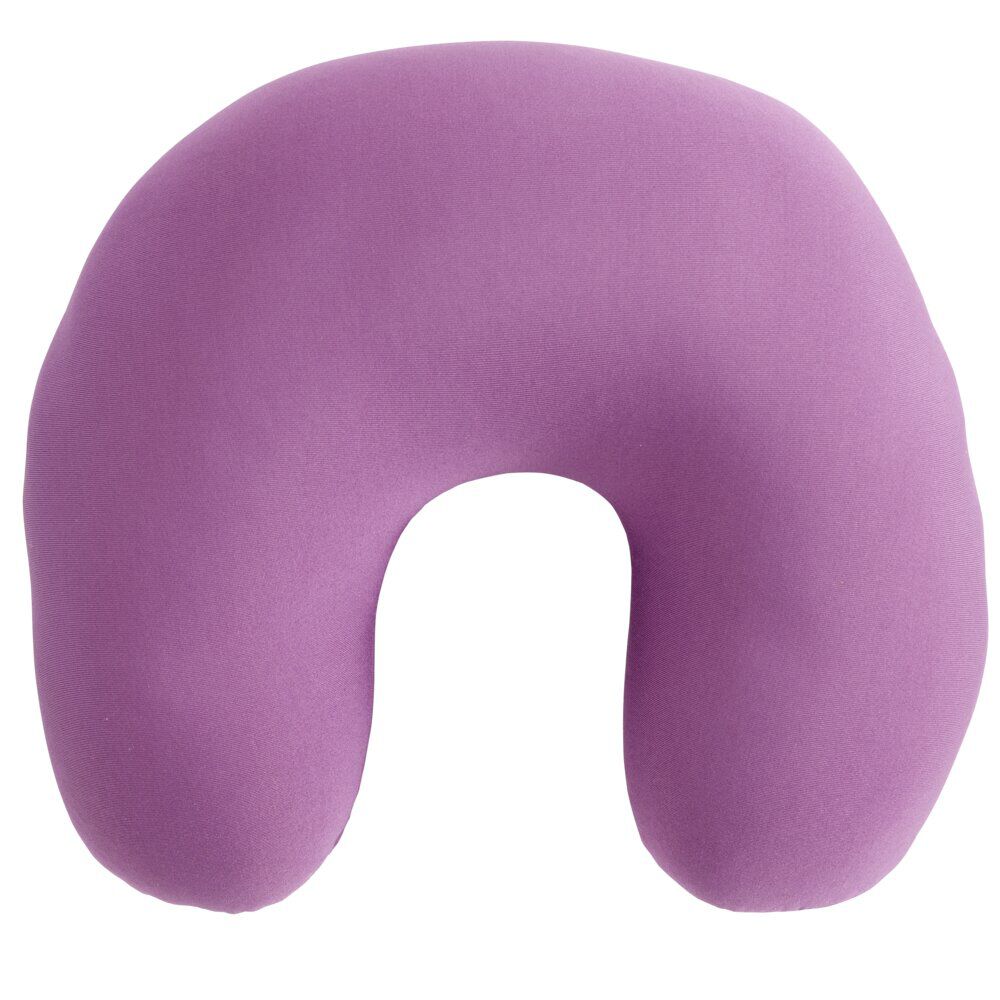 Coussin de voyage microbilles support nuque ergonomique rose 28x28cm