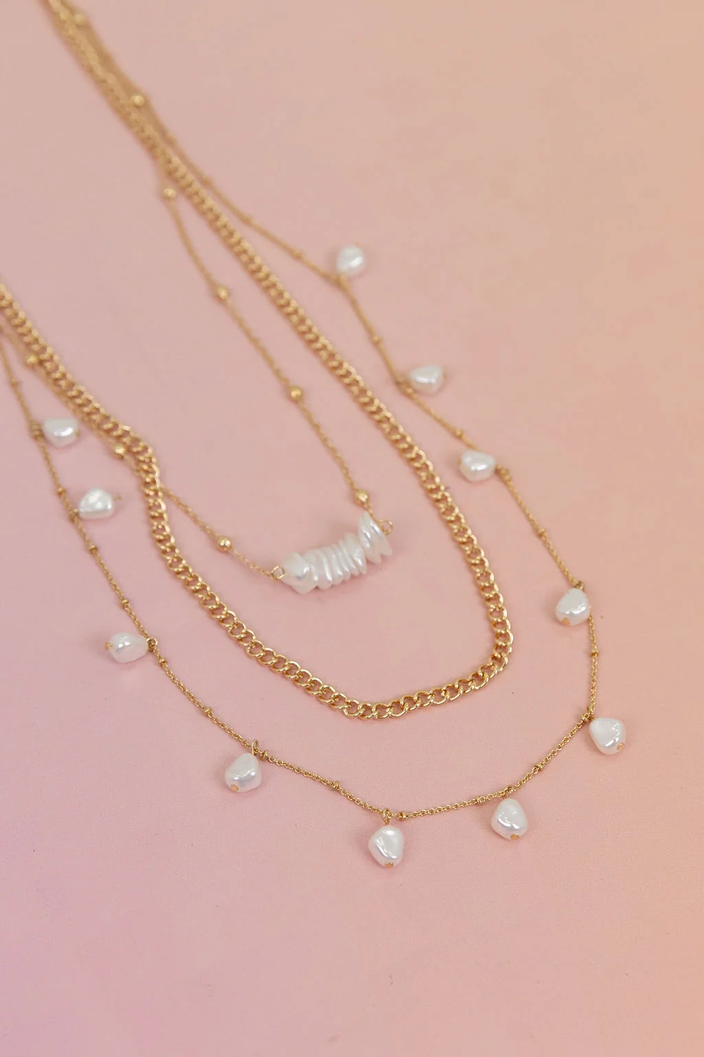 Multi Layered Pearl + Shell Necklace