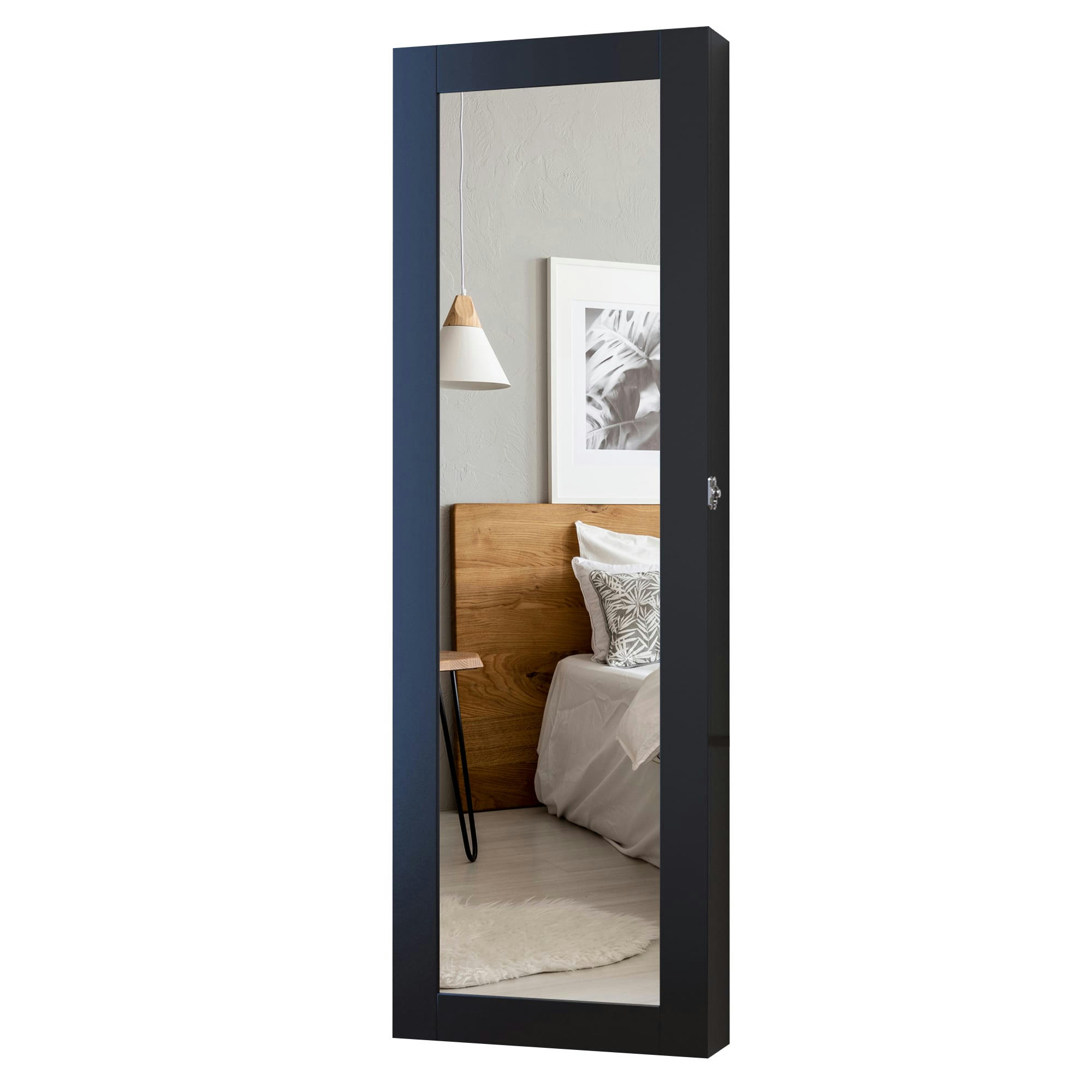 - Armoire à bijoux design contemporain mural avec miroir noir