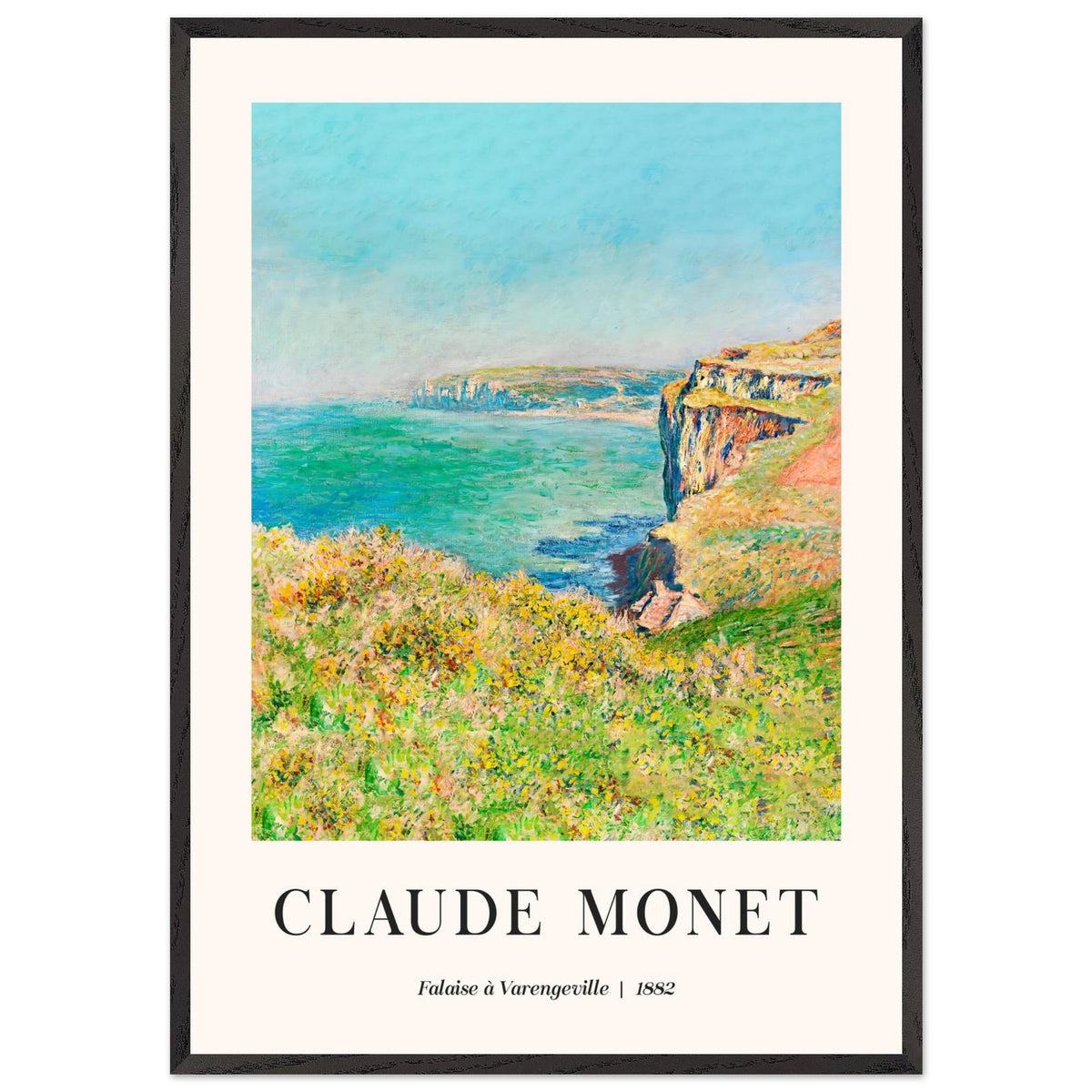 Artfulprints Poster met Lijst Claude Monet - Falaise à Varengeville  - 70x100 cm - Meerkleurig