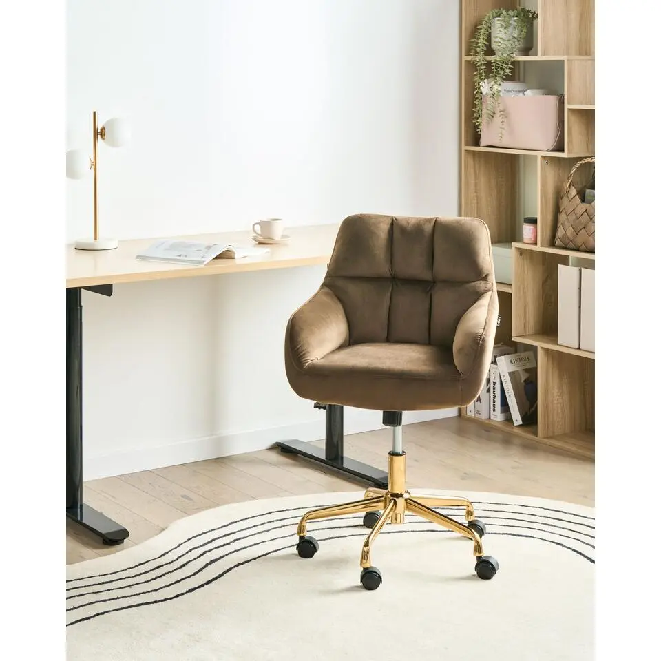 PALMDALE - Bureaustoel - Bruin - Fluweel