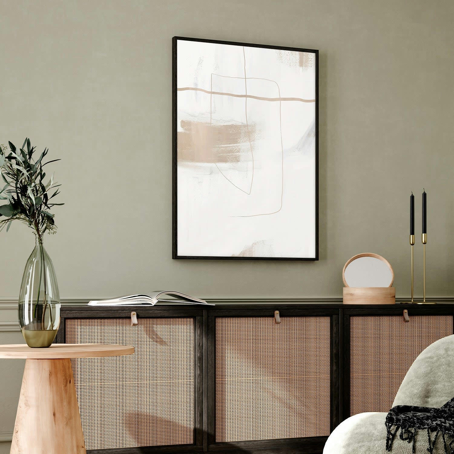 MINIMALISMO - Affiche avec cadre noir -  lignes minimalistes - 50x70