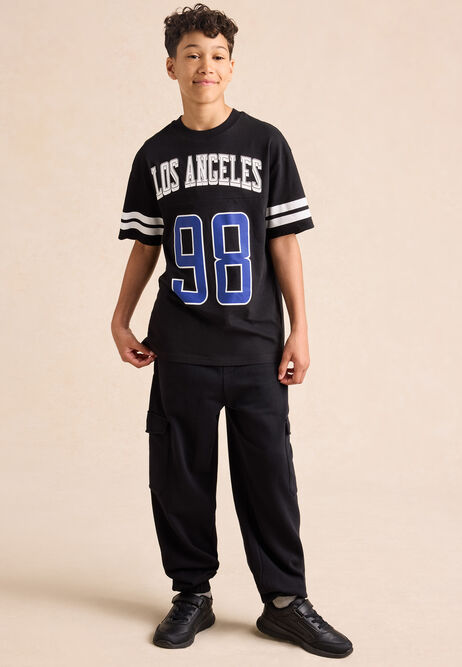 Older Boys Black Cargo Joggers
