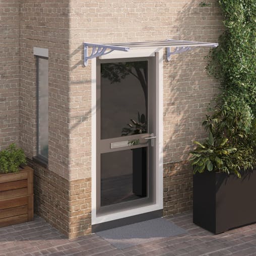 NNEVL Door Canopy Grey and Transparent 122x90 cm Polycarbonate