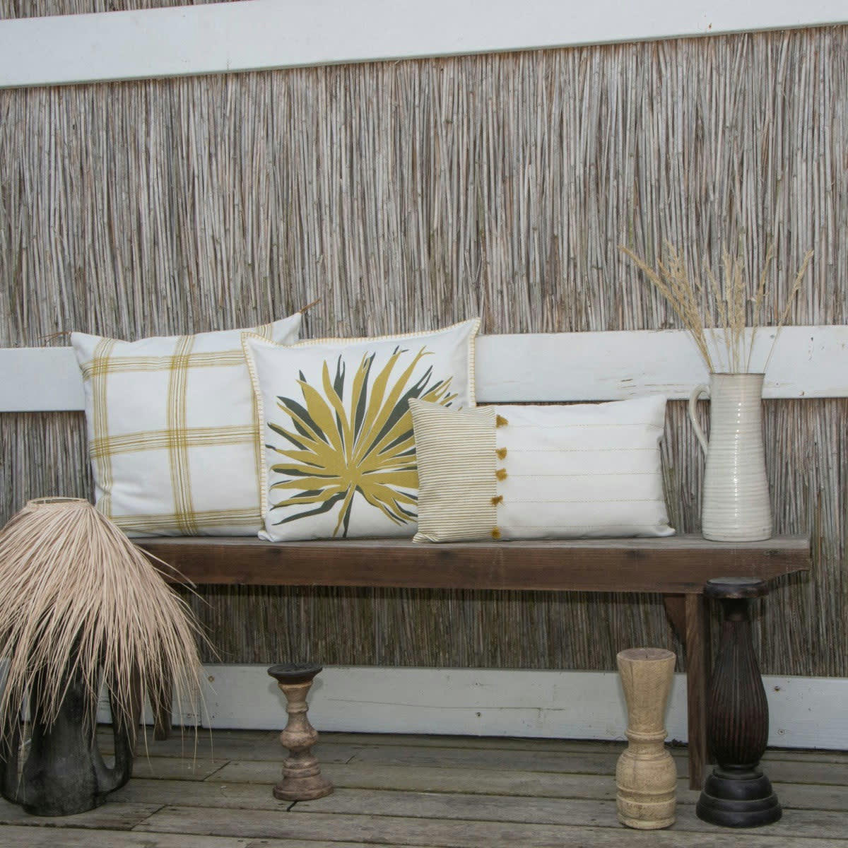 FLOWER POWER - Housse de coussin coton  50x50 jaune zeste