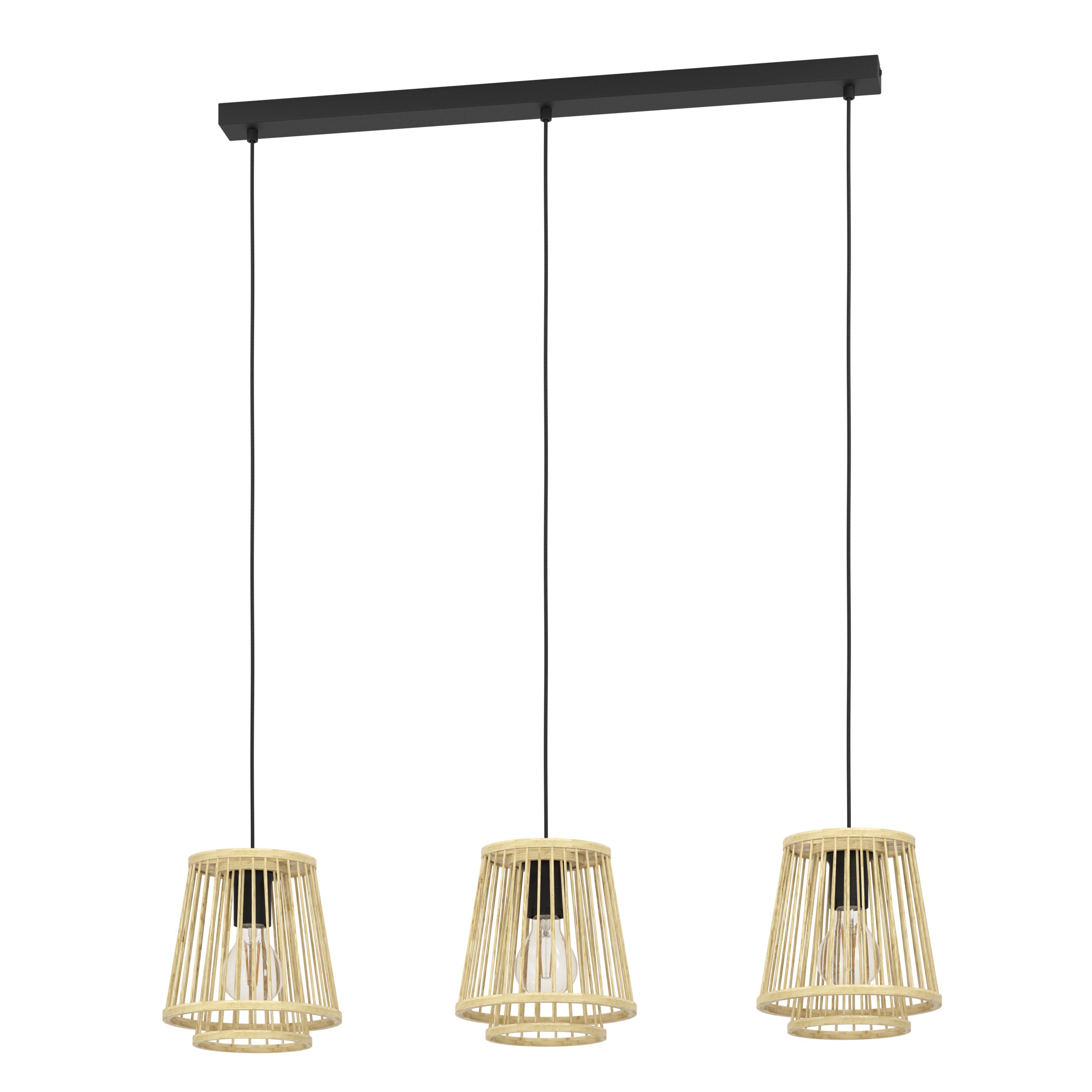 EGLO hanglamp Hykeham - e27 - 91 cm - zwart/hout