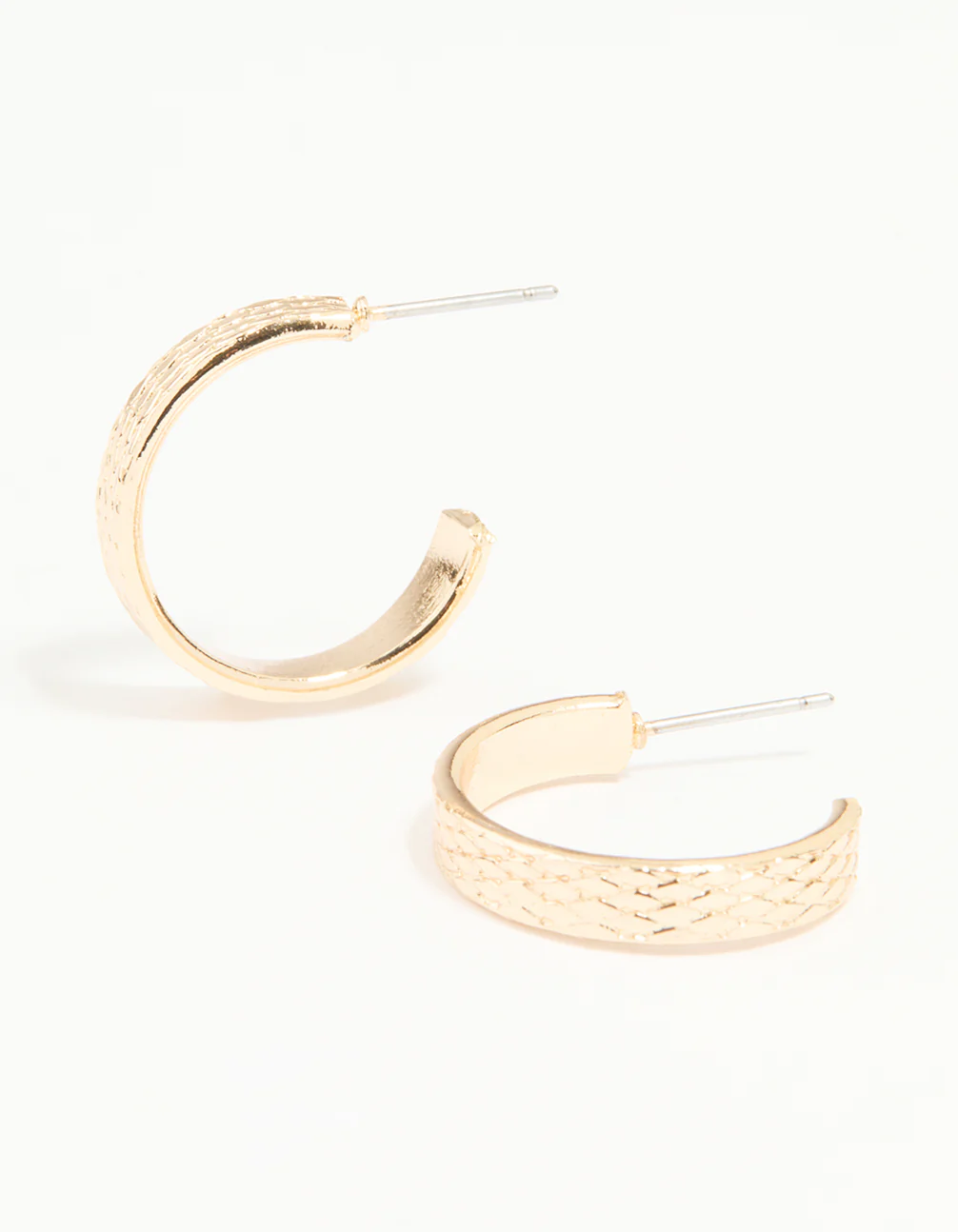 Gold Textured Plaited Hoop Earrings