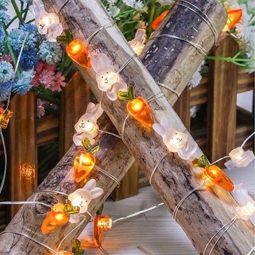 NNETM LED Copper Wire Rabbit Carrot Light String