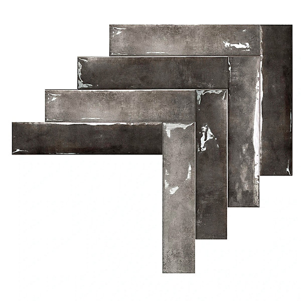 Carrelage Mural Effet Zellige Noir 6,5x29,8 Monpelli Black Mix - Paquet de 0,93 m2 - Allocarrelage