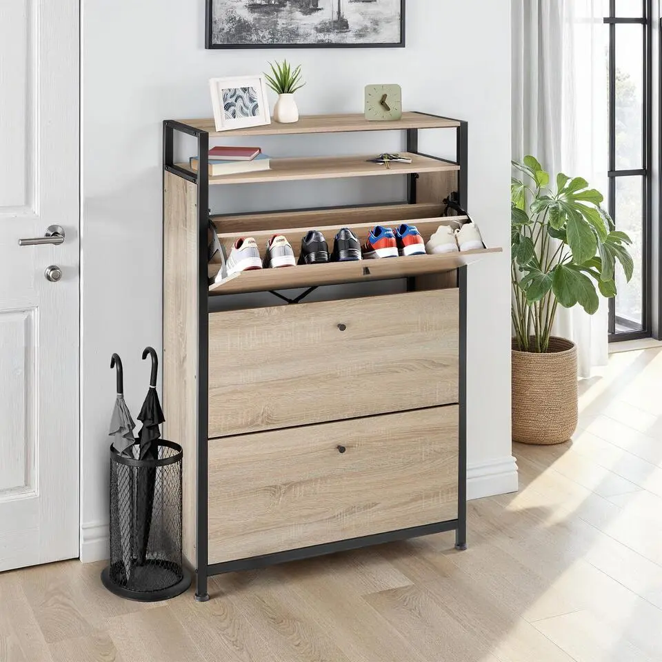 tectake Schoenenkast, Industrieel Licht Hout, Eiken Sonoma