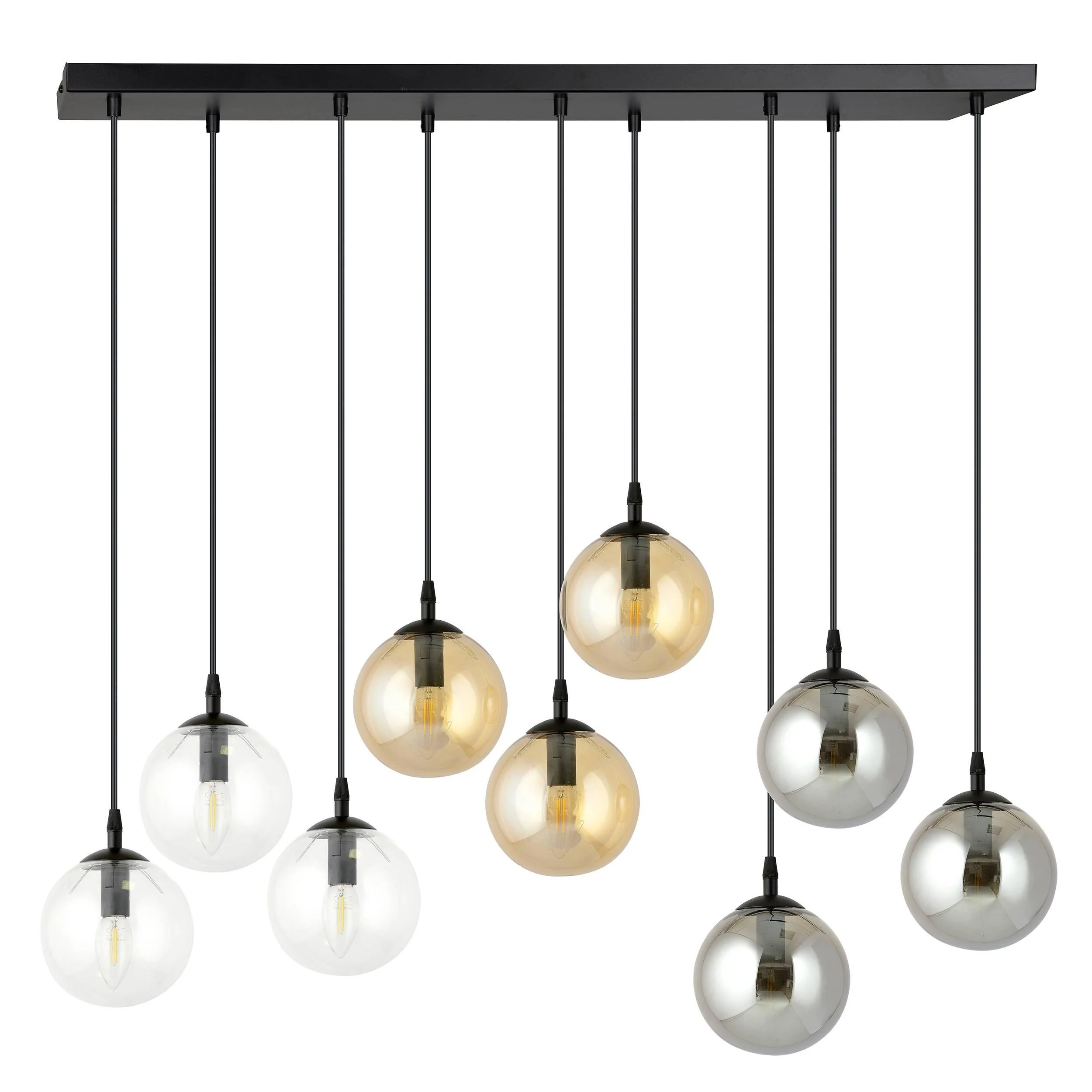 Glazen hanglamp eetkamer Cosmo 9-lichts