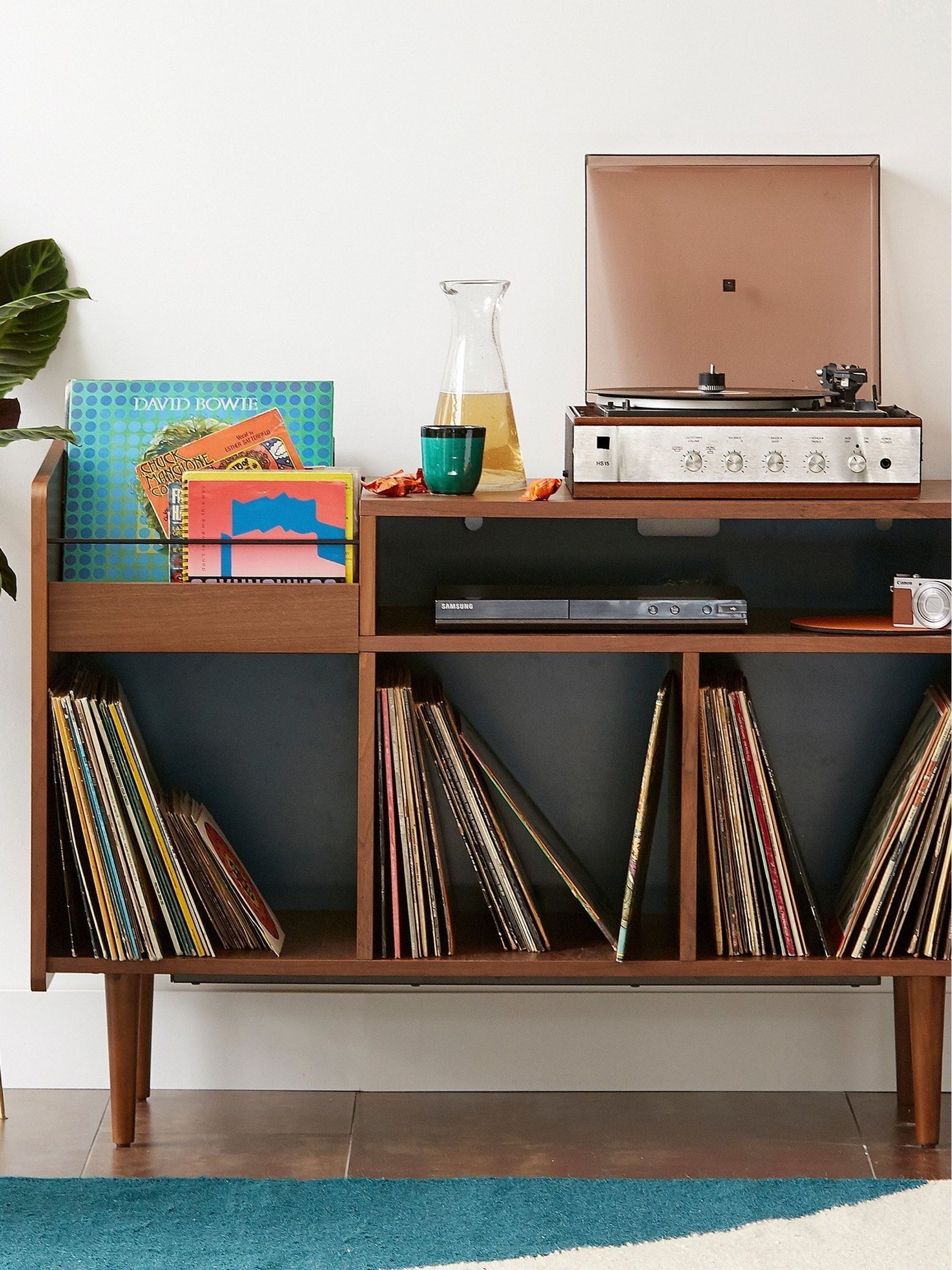 La Redoute Intérieurs Walnut Ronda Walnut Veneer Vintage Vinyl Storage
