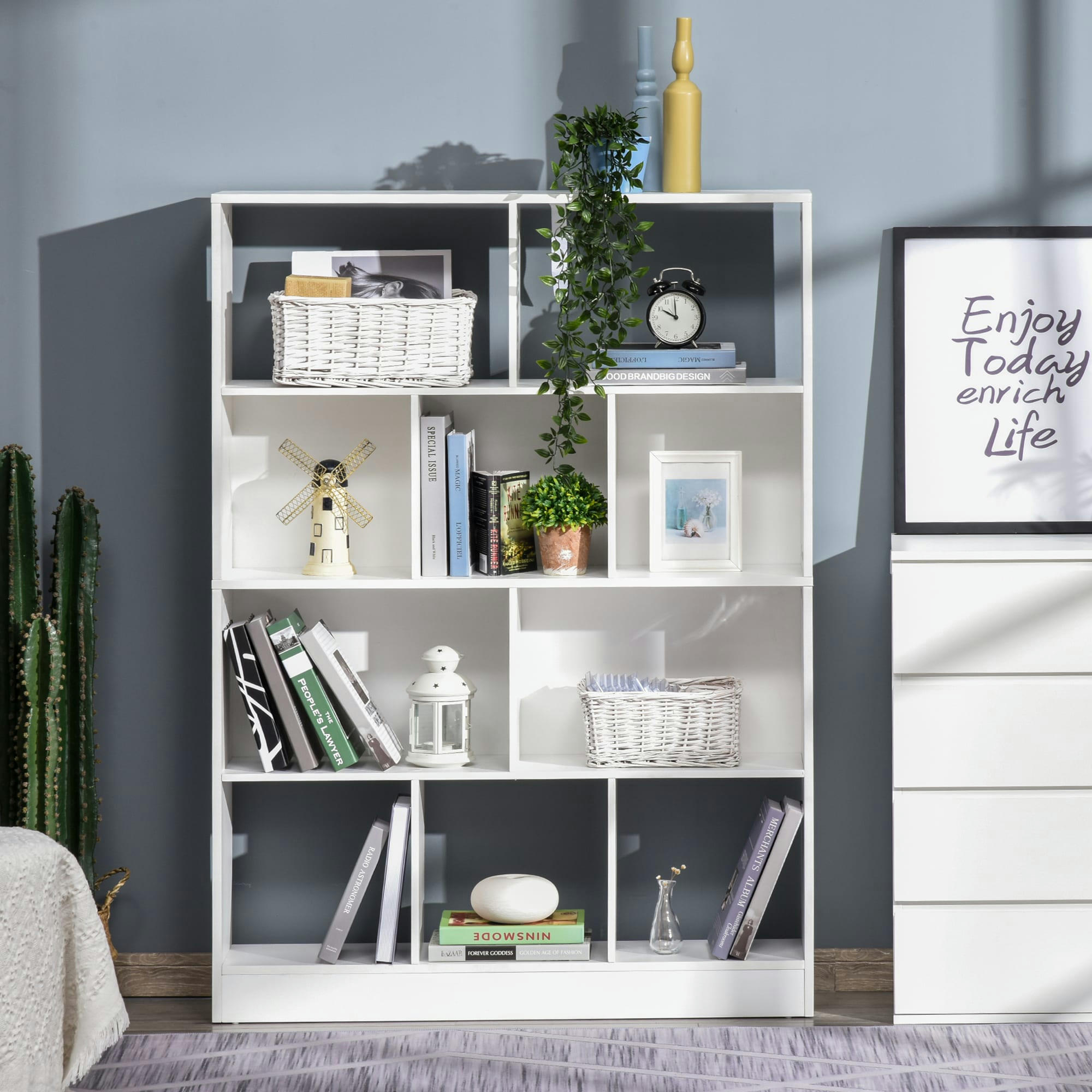 - Bibliothèque meuble de rangement 5 niches