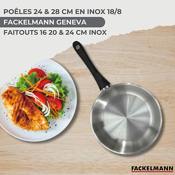 Lot de Poêles 24/28 cm avec couvercles et 3 faitouts 16/20/24 cm Fackelmann Généva avec 5 ustensiles Océan