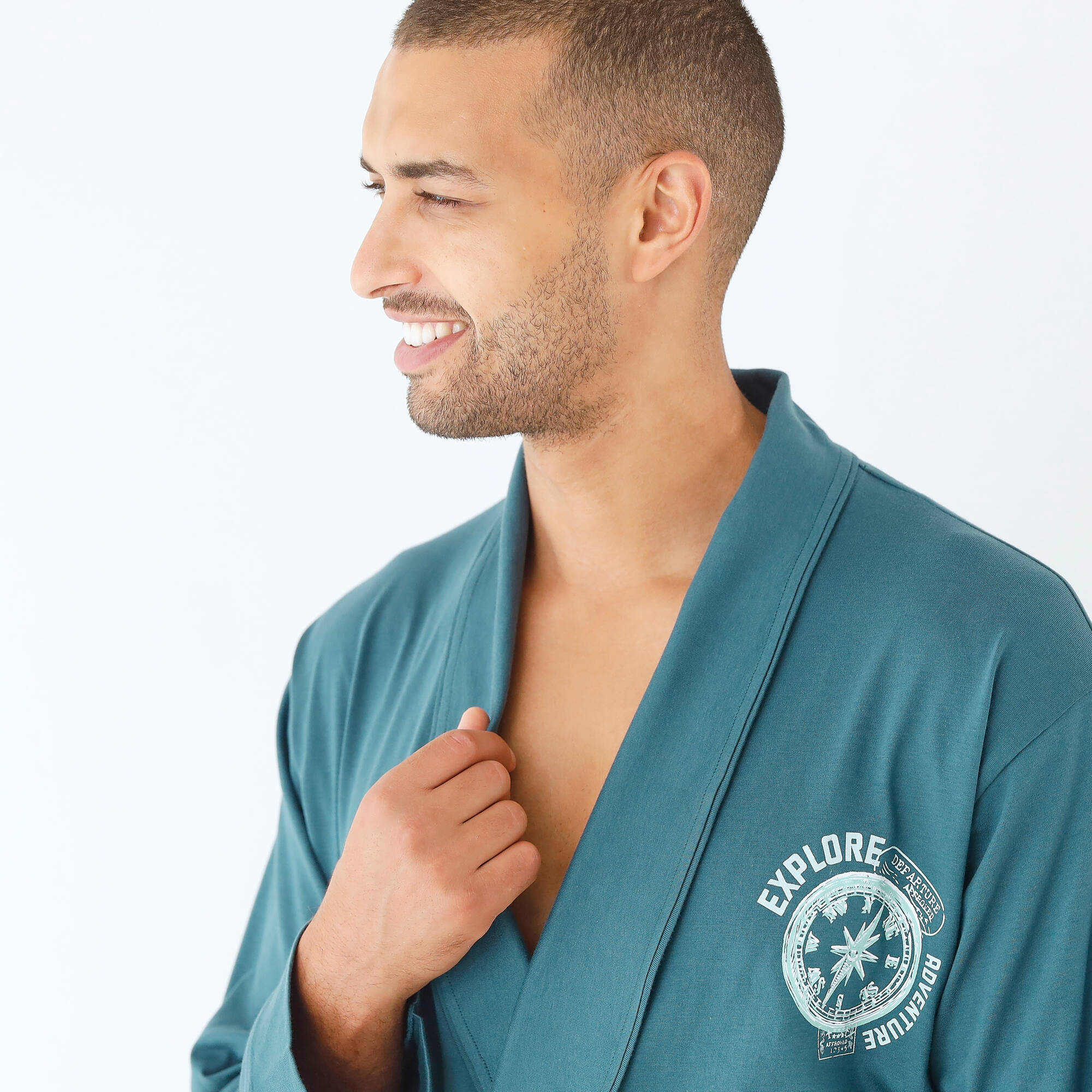 Robe de chambre courte unie avec motif