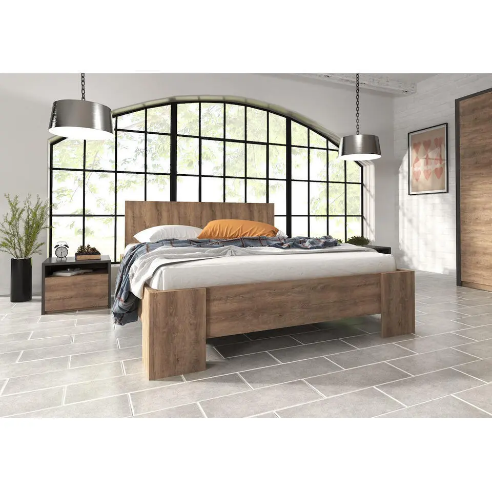 Meubella - Tweepersoonsbed Monaco - Eiken - 180x200 cm