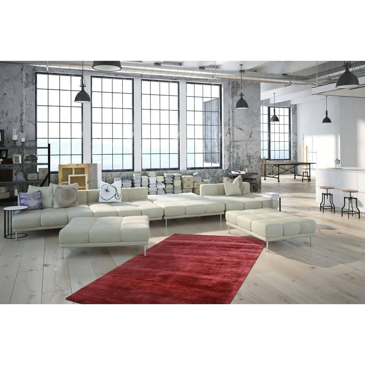 LUXOR - Tapis moderne en Viscose Rose rouge 80x150 cm