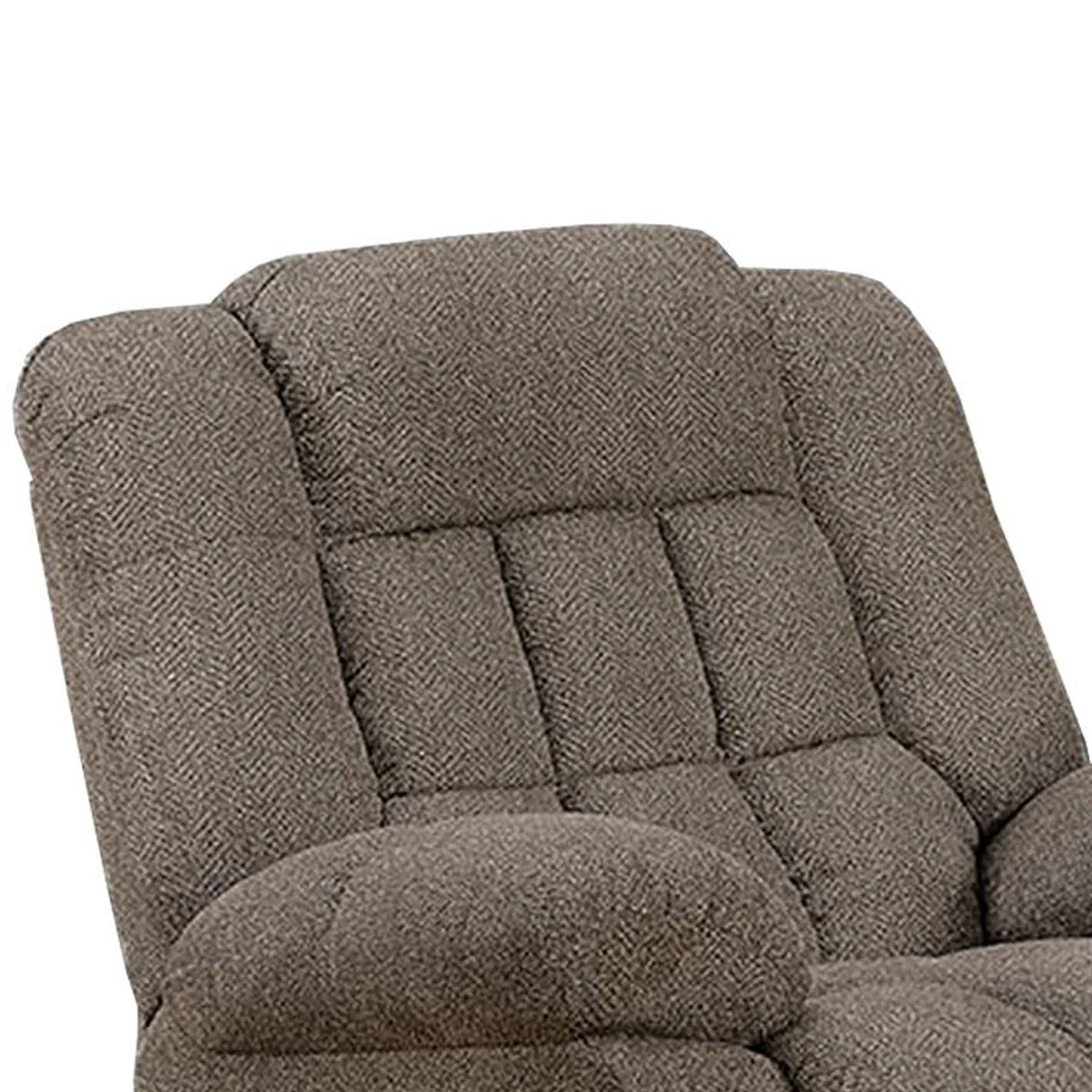Fabric Swivel Glider Recliner with Padded Arms, Warm Gray