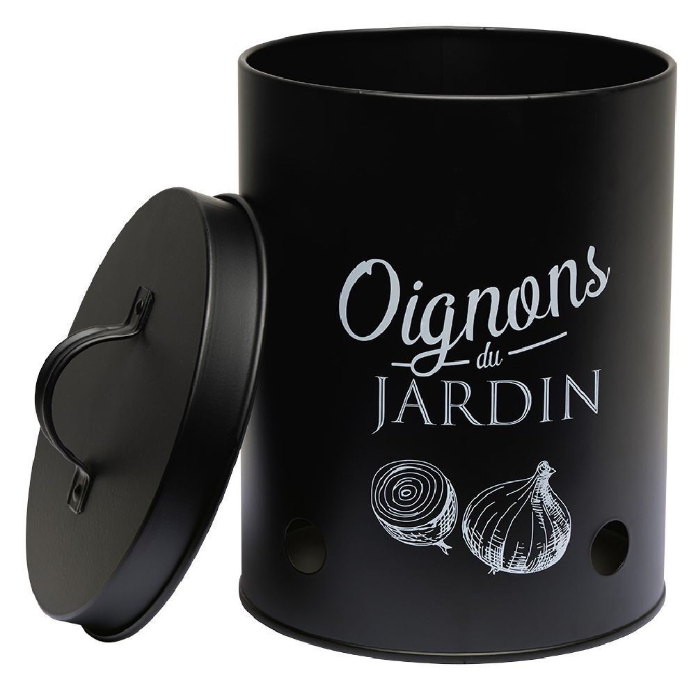 BoÎte de conservation métal noir pour oignon