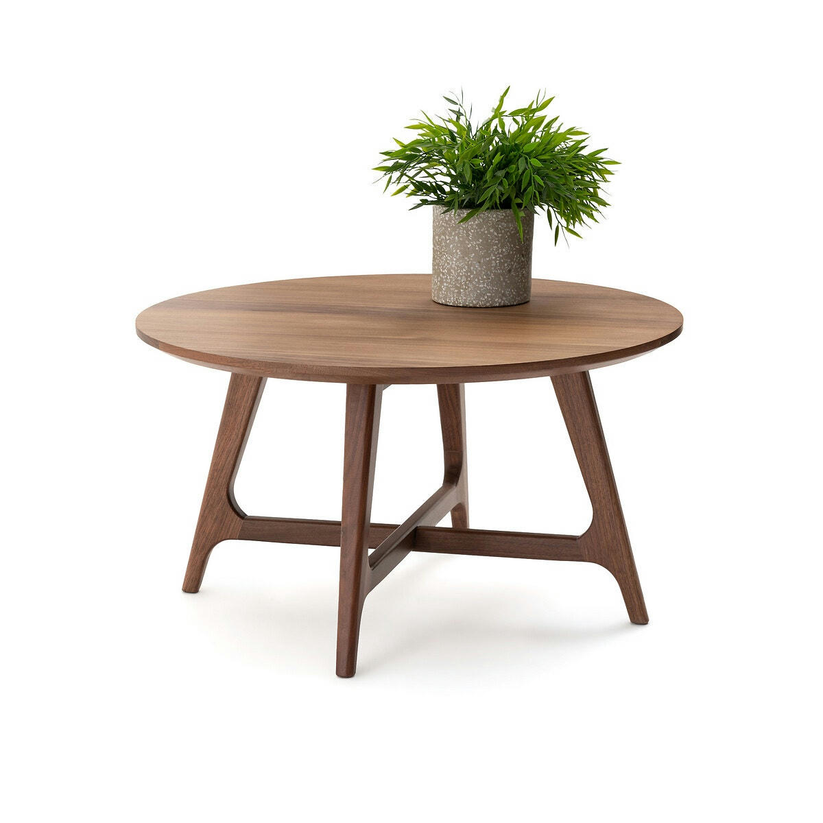Petite table basse ronde noyer, Larsen
