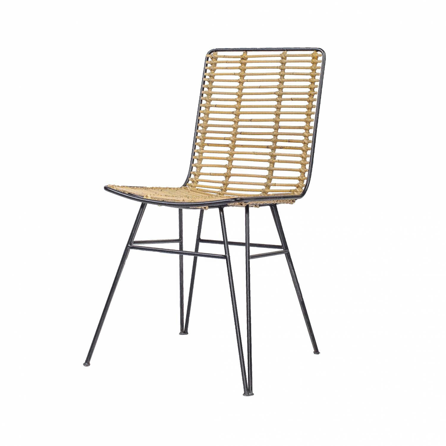 CLEM - Chaise de salon en rotin et métal