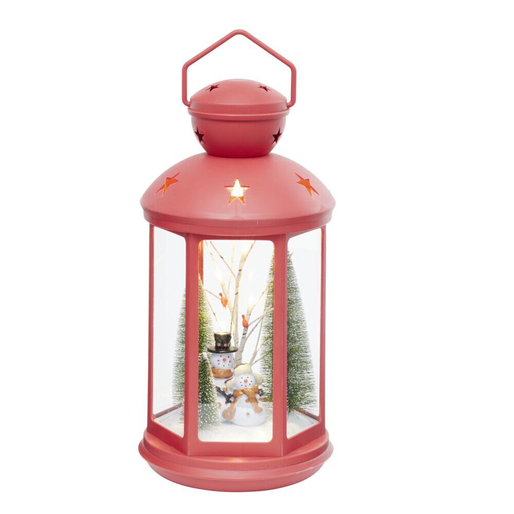 Lanterne LED No&euml;l avec bonhomme de neige Ø21,5xH43cm