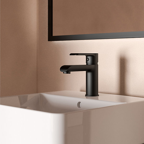 Mitigeur de lavabo mécanique H.14,6 cm, noir mat, Kramer Colors