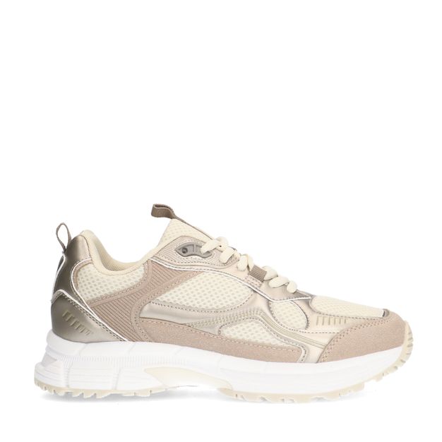 Beige sneakers met gouden details