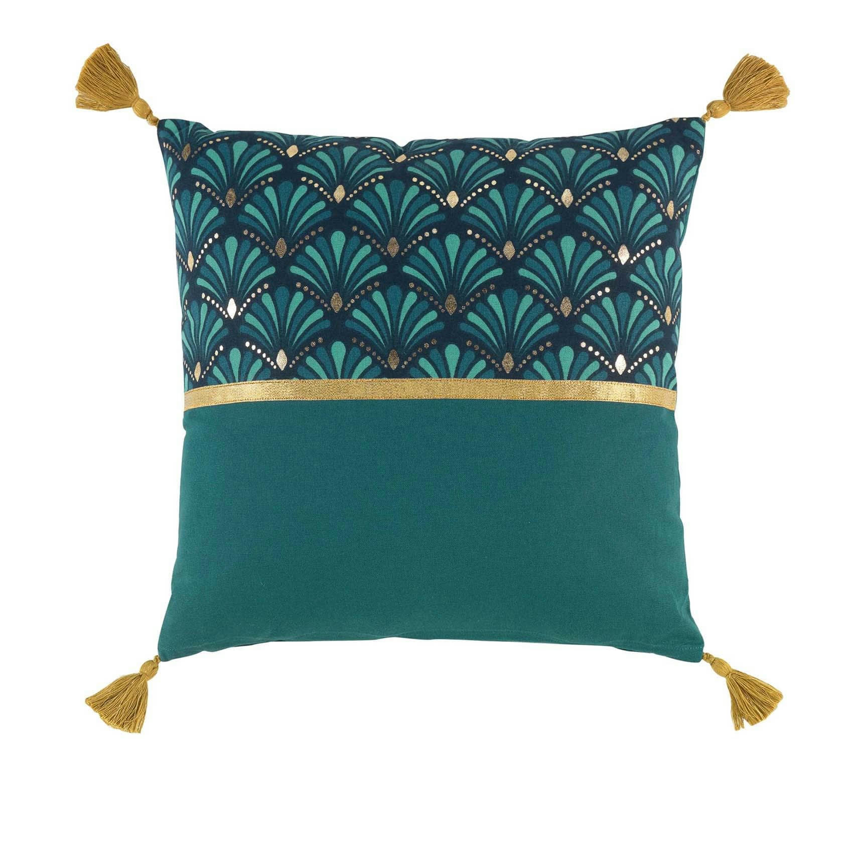 - Coussin style art déco coton bleu 40x40 cm