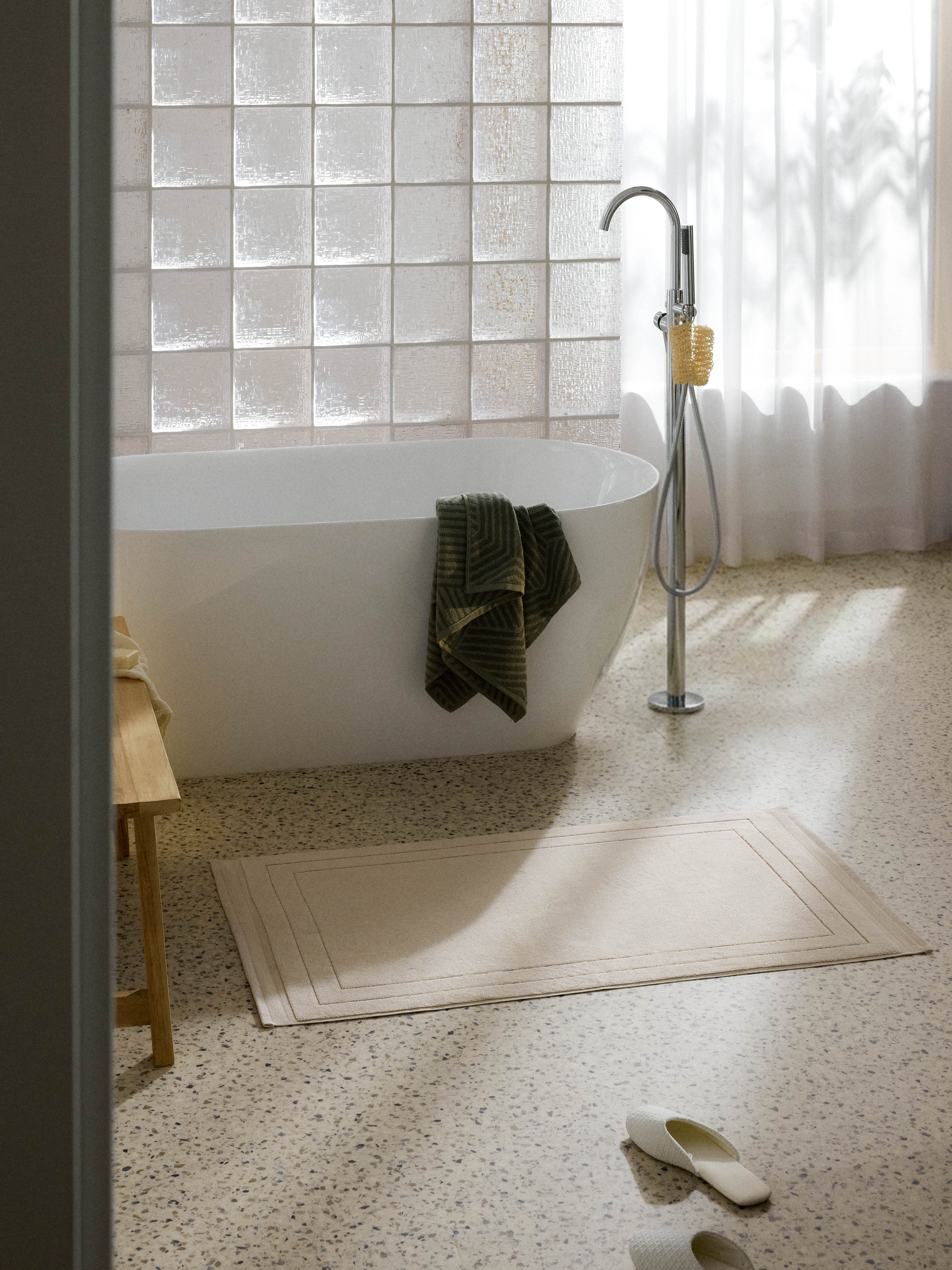Badematte Premium aus Bio-Baumwolle, rutschfest