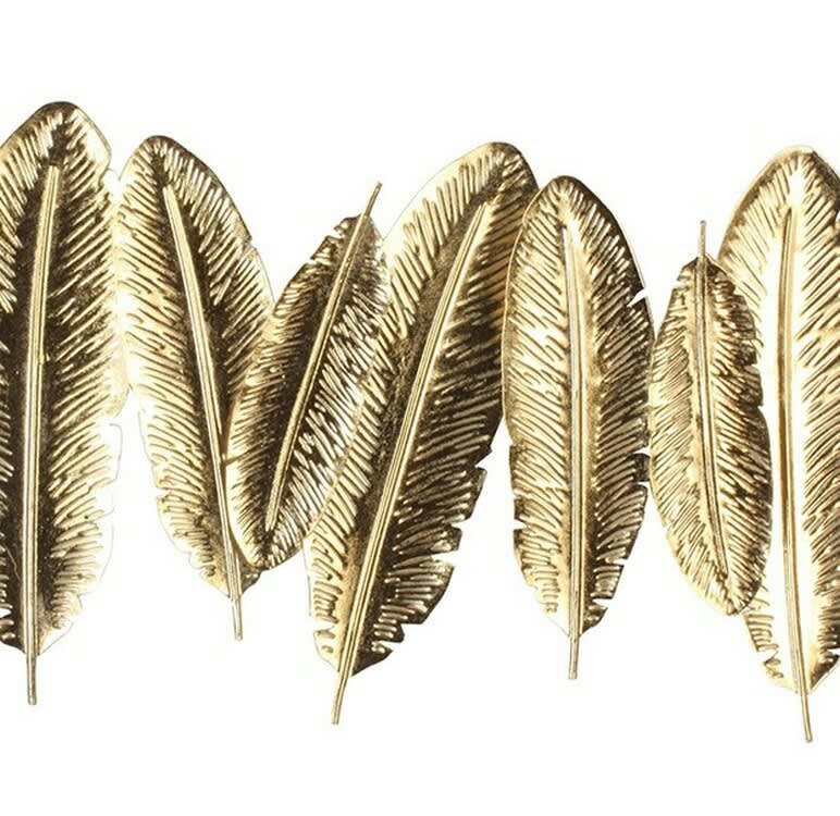 CASSIS - Décoration murale en métal plumes dorées 99x48x4
