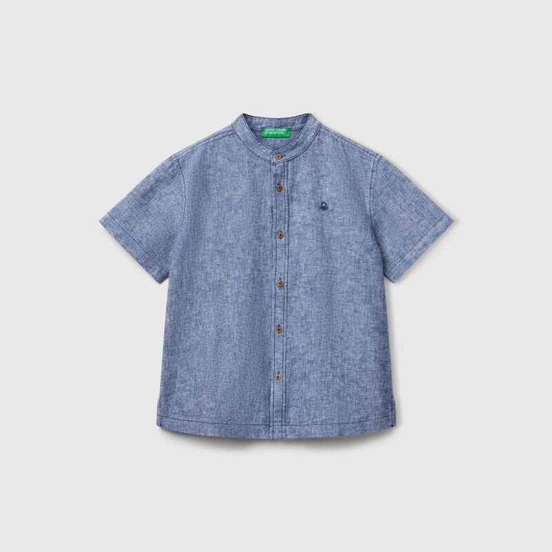 Short sleeve Mandarin collar shirt