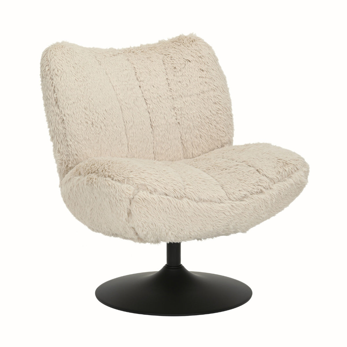 DÉJA Living Draaifauteuil Morten - Taupe Fluffy/Zwart - 70x78x82cm