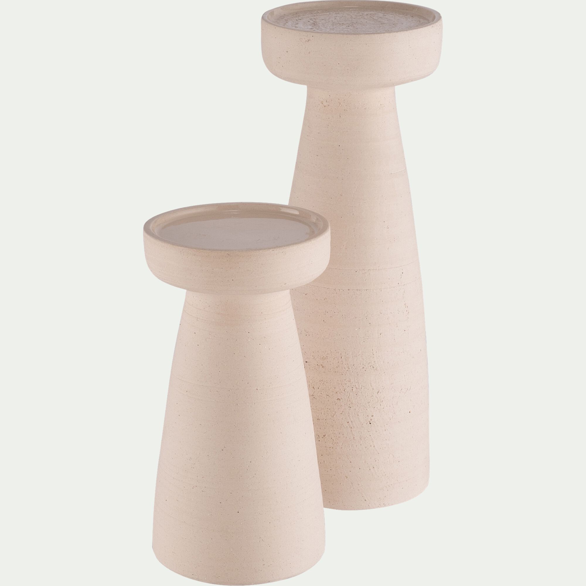 ZELIE - Bougeoir en grès D11,5xH22cm - beige