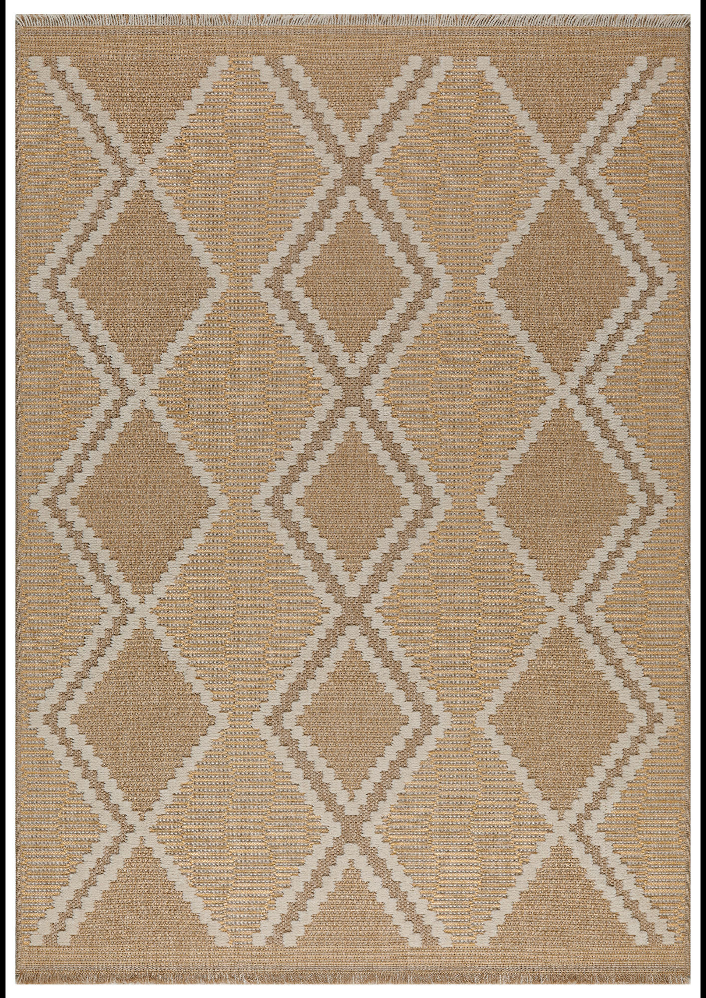 TULUM - Tapis intérieur et extérieur aspect jute scandinave jaune -120x170