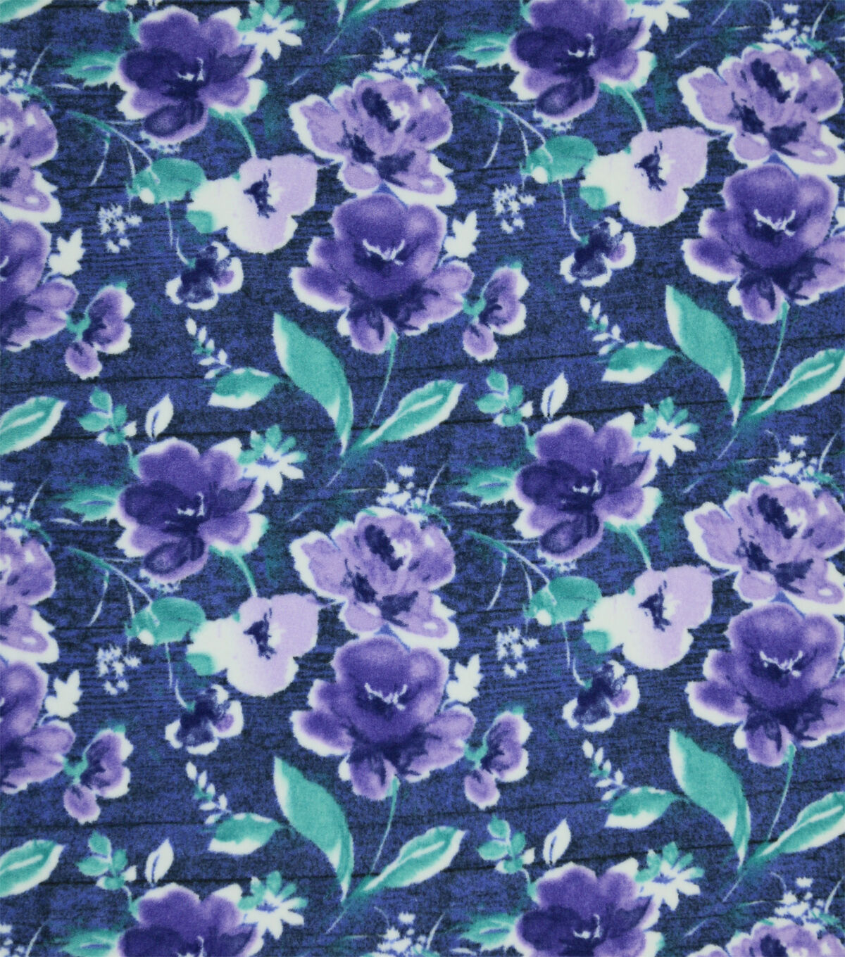 Navy Watercolor Floral Luxe Fleece Fabric