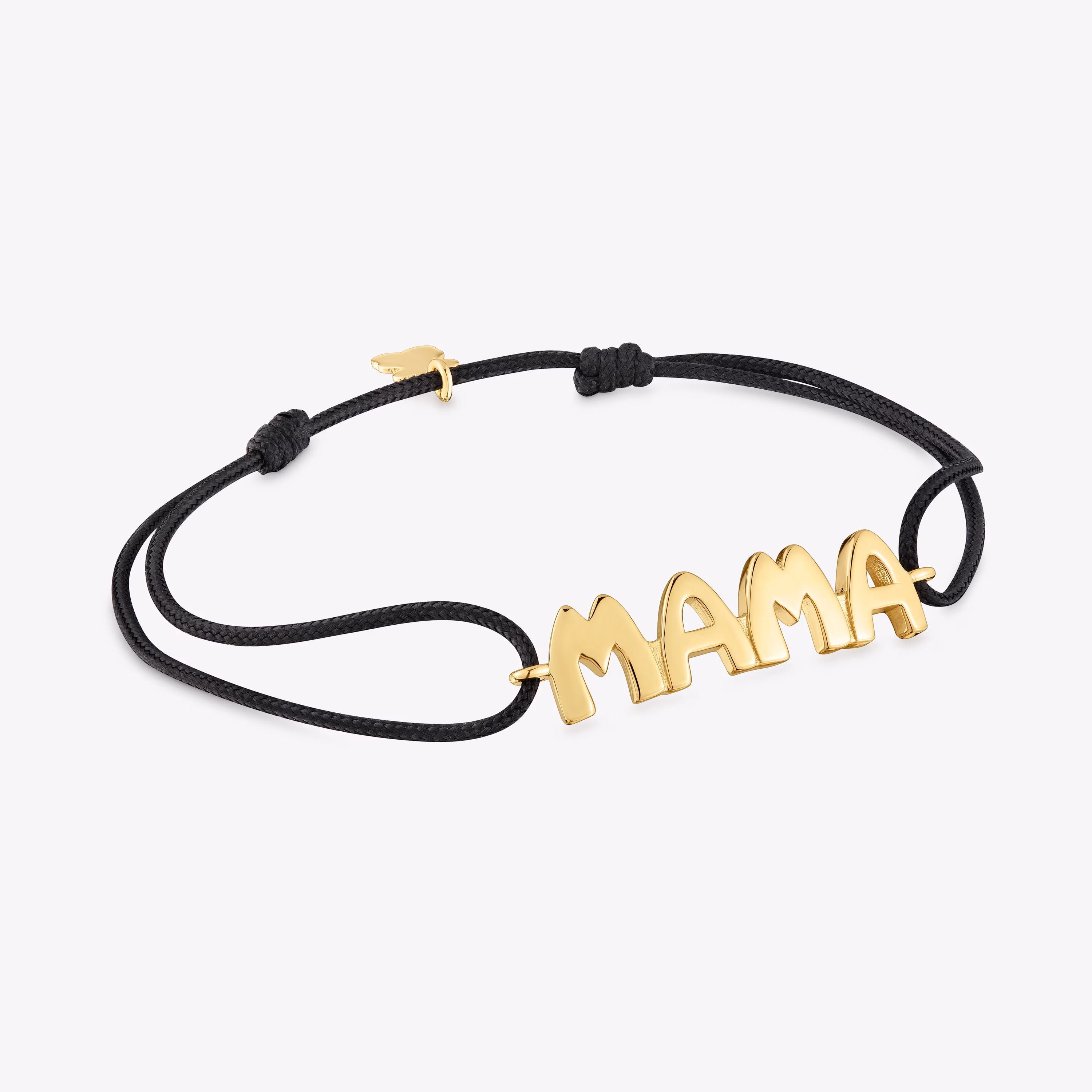 Pulsera de nylon negro con baño de oro 18 kt sobre plata TOUS Mama