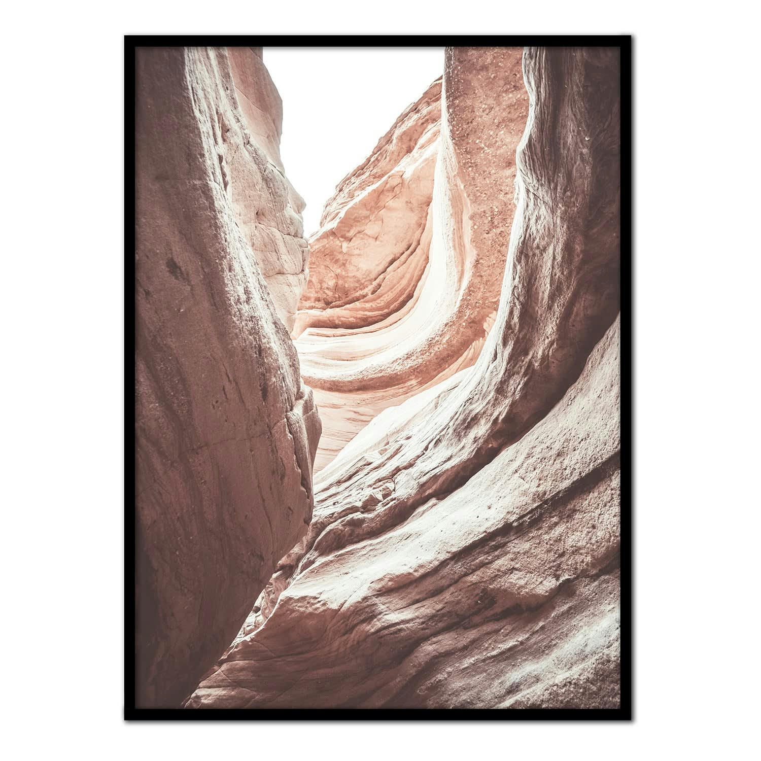 DESIERTO - Affiche avec cadre noir - Couches de roches rouges - 30x40