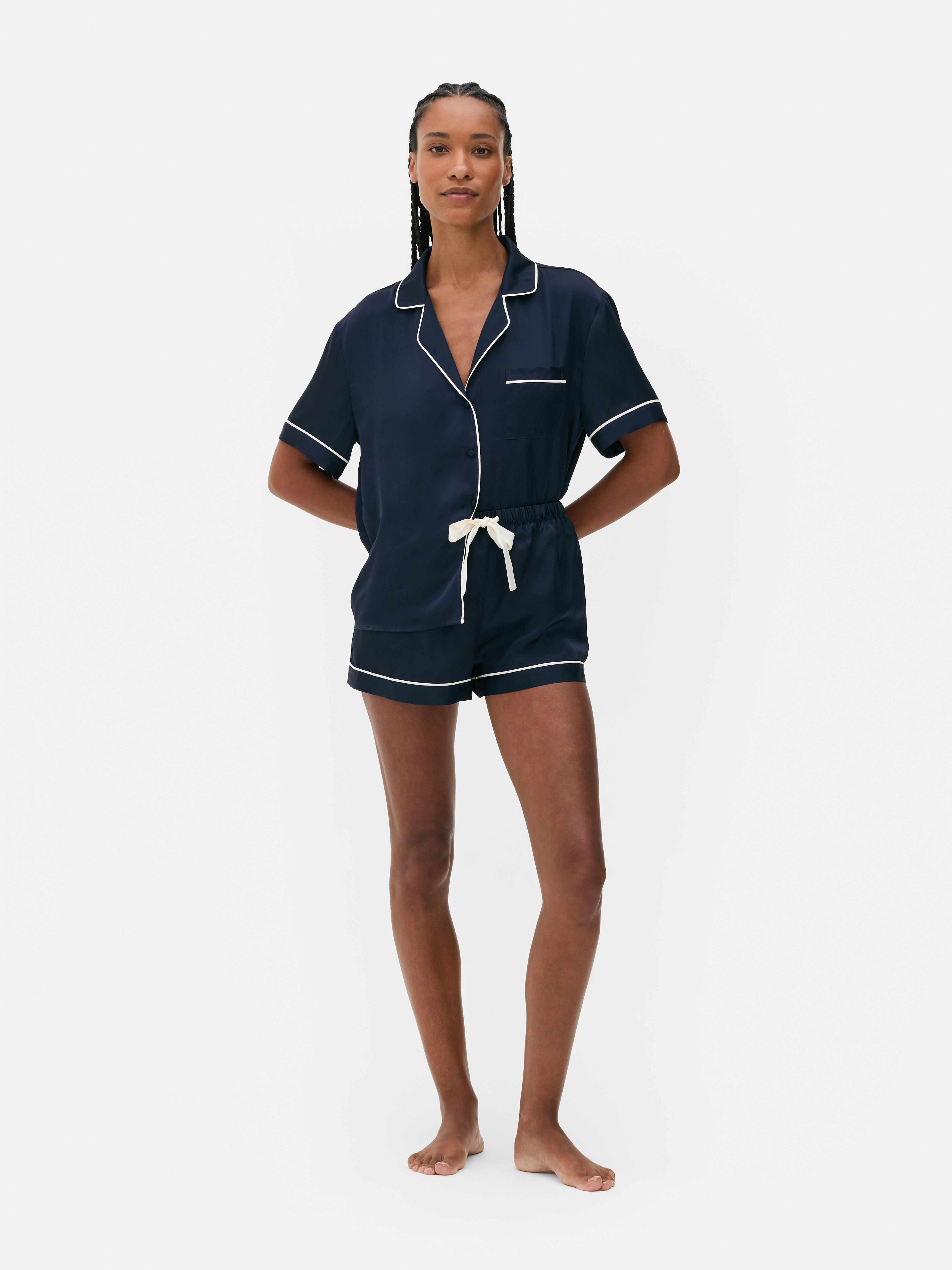 Satin Boyfriend Short Pajama Set