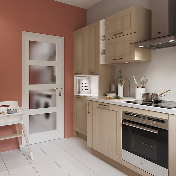 Bloc-porte Connemara 4 carreaux blanc H.204 x l.83 cm, poussant droit