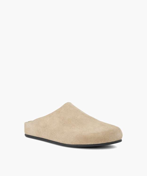 Galinna Taupe - Suede Slip-On Mules