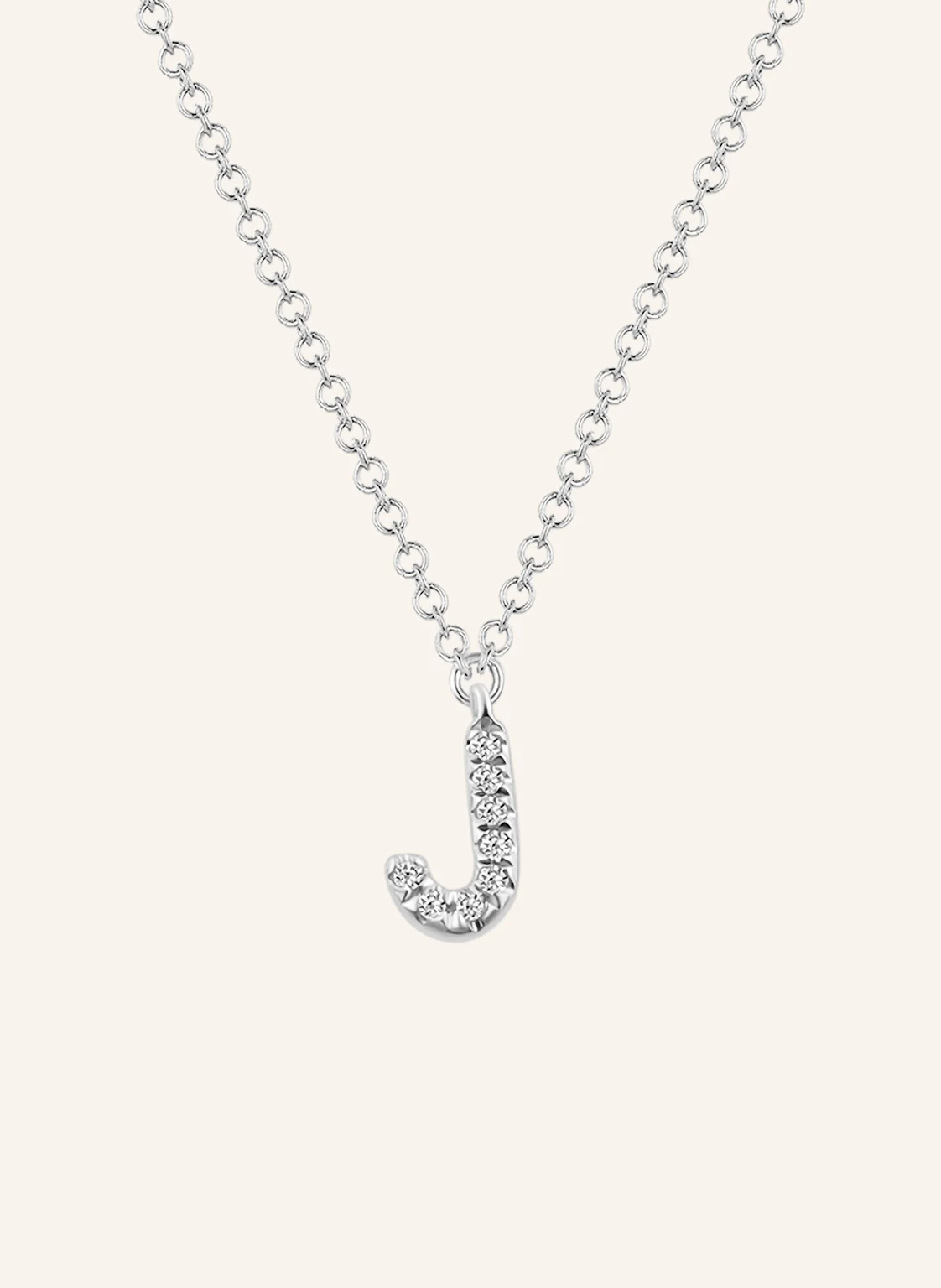 Leaf INITIALIEN Halskette „J“ aus 14 Karat Weißgold mit Diamanten