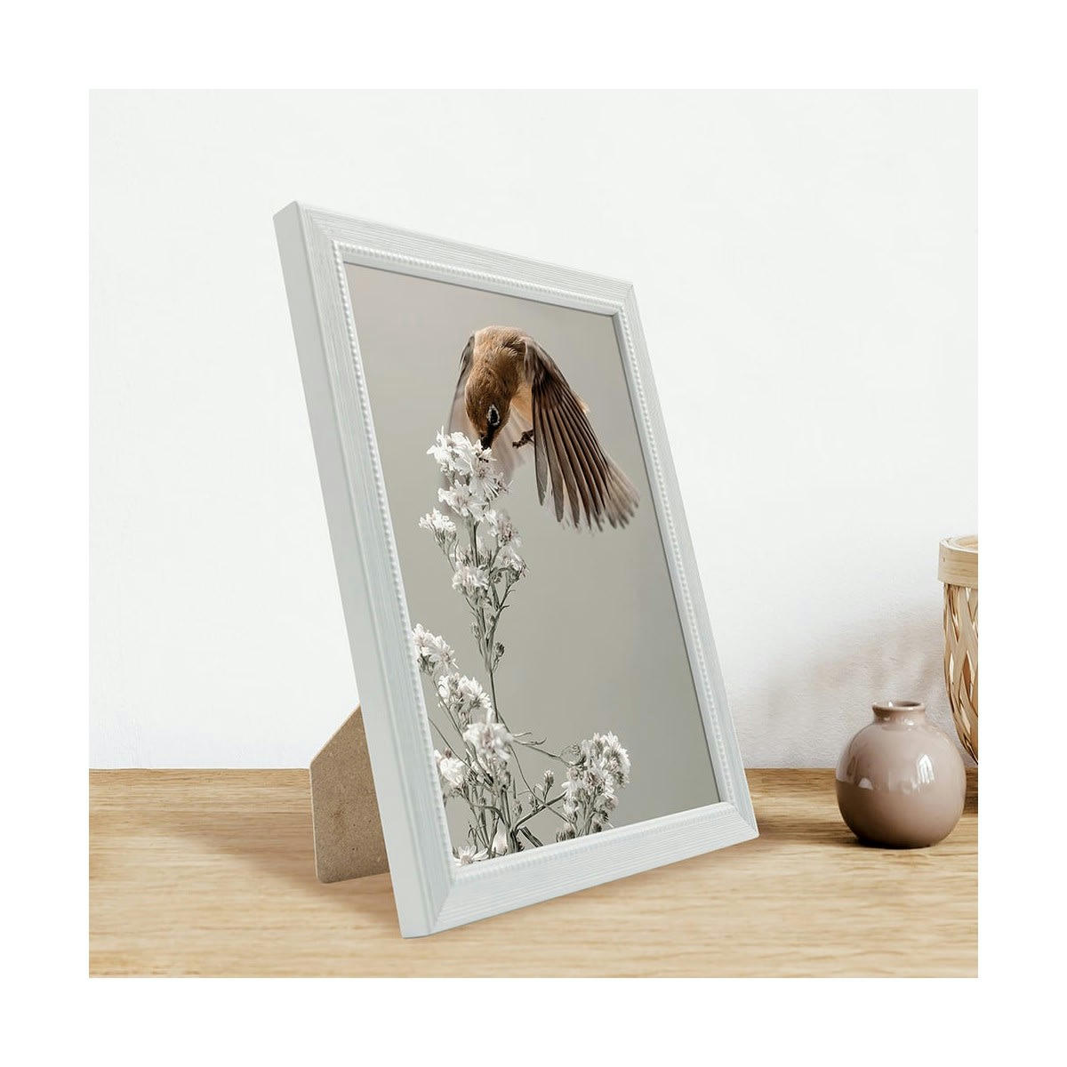 PERLE - Cadre photo gris clair 15x20 cm bois massif fsc