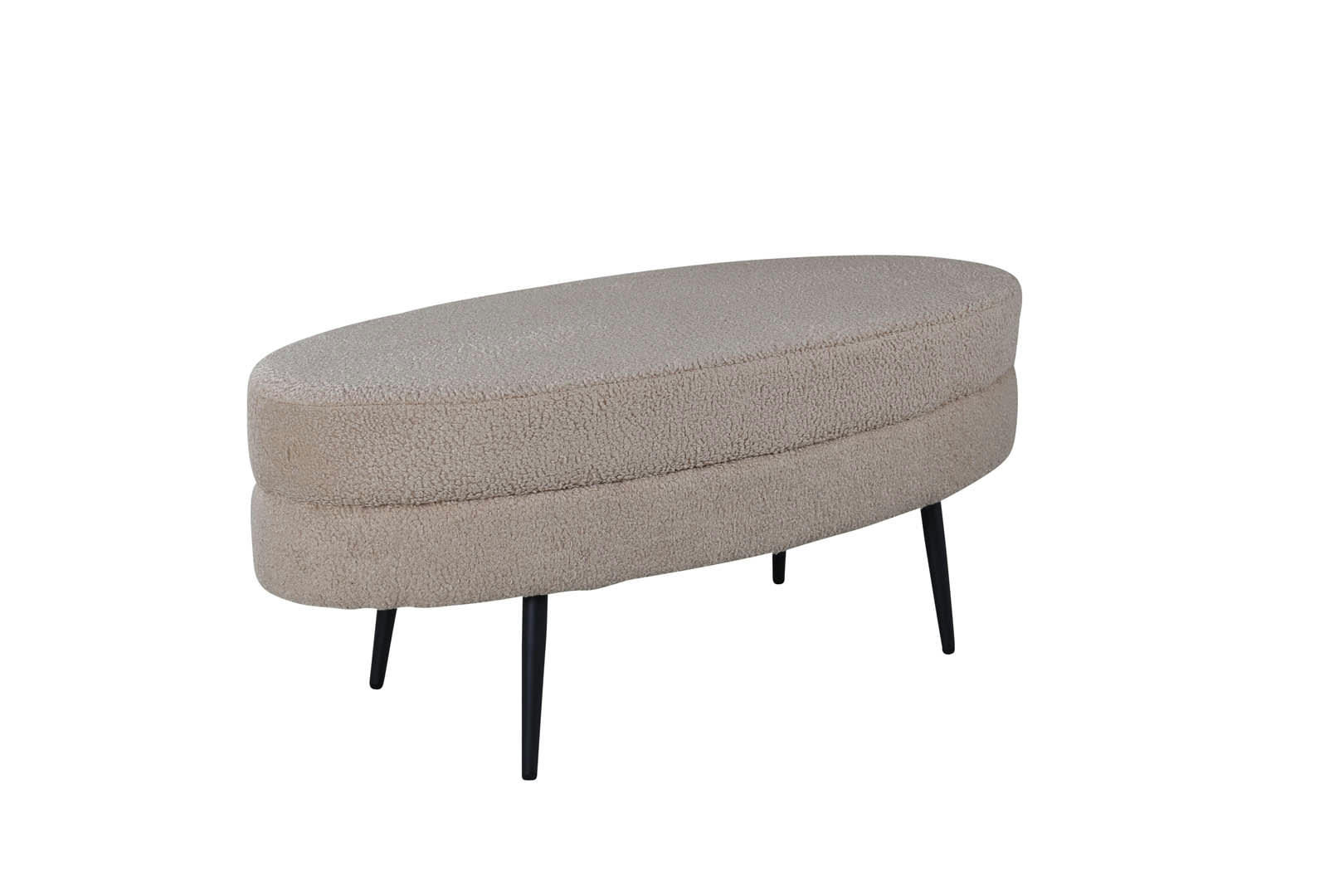 LOSTO - Banc contemporain forme ovale en tissu bouclé beige