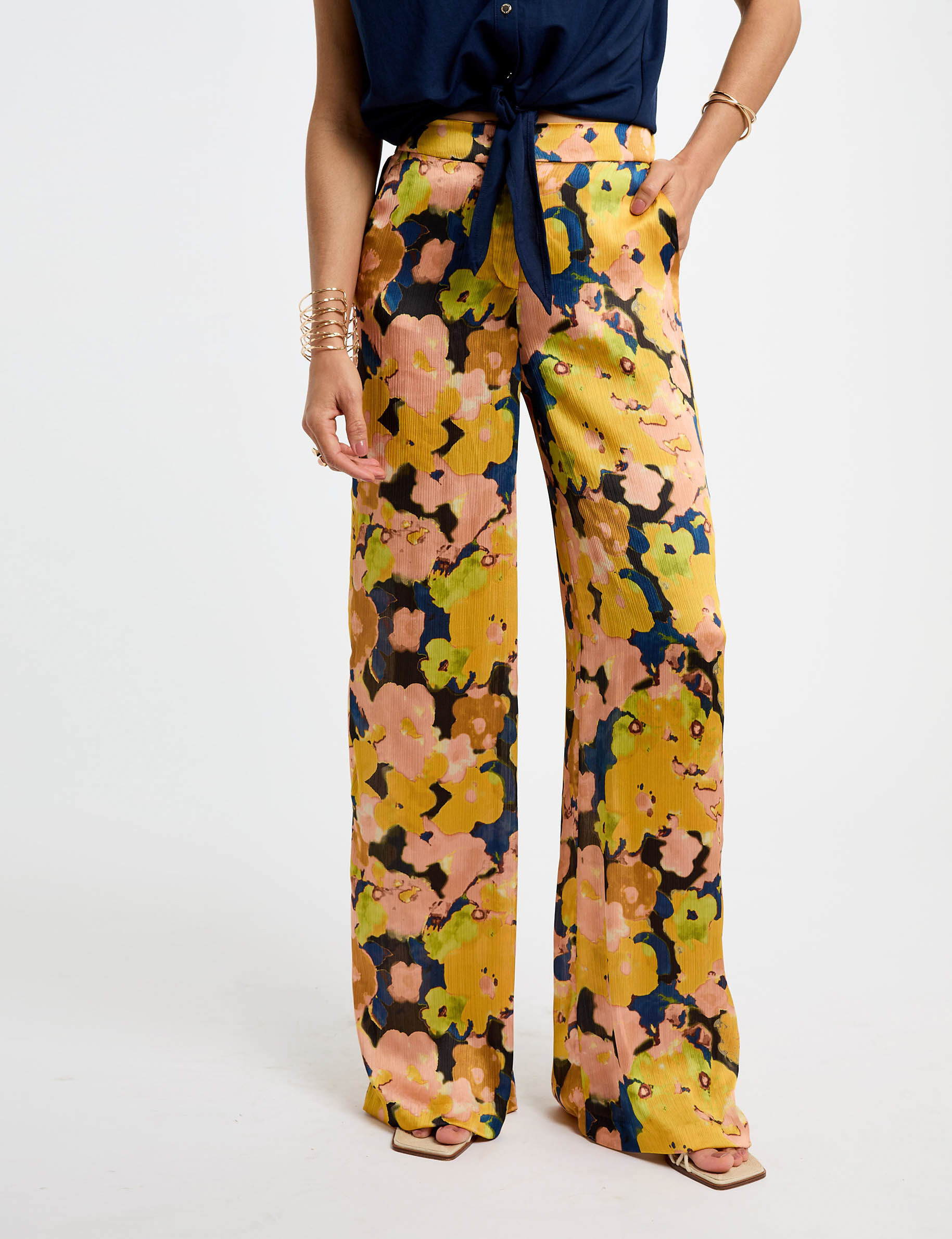 Printed Wide Leg Trousers Multicolor Women