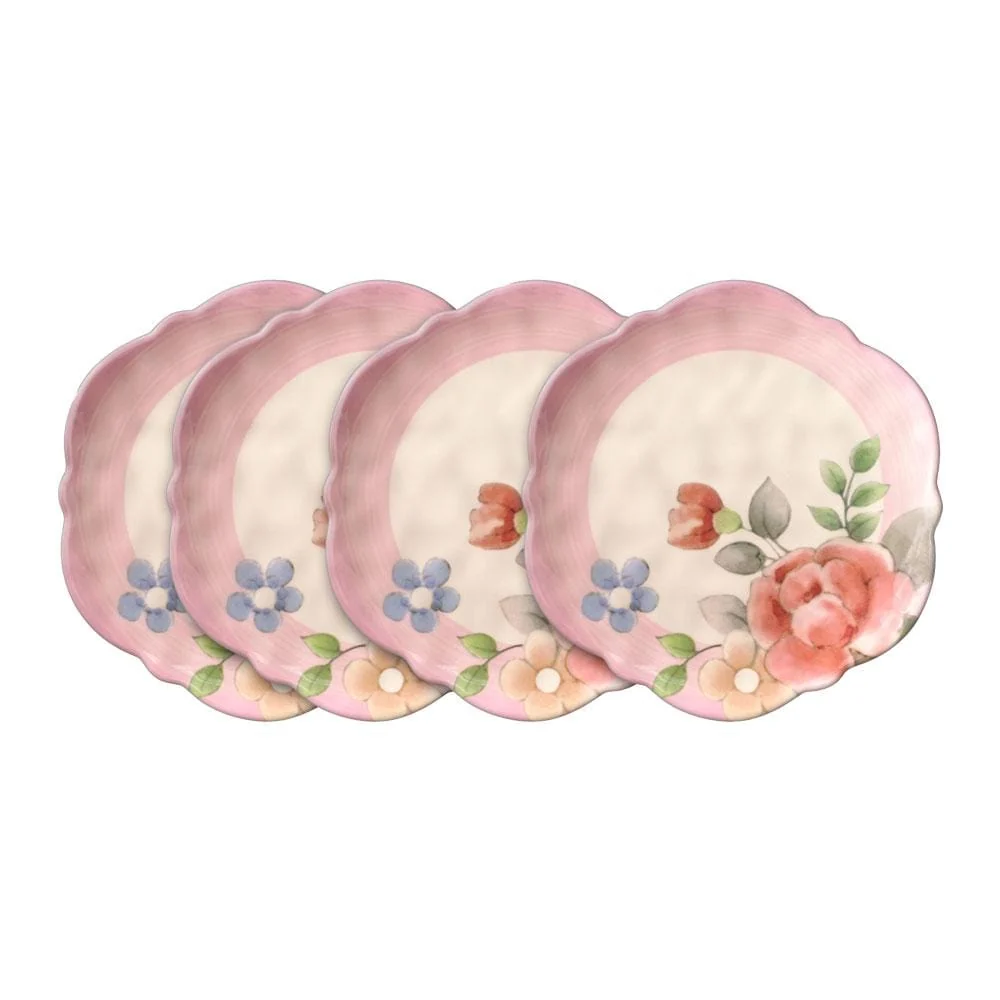 Tea Rose Set of 4 Outdoor Melamine Salad Plates