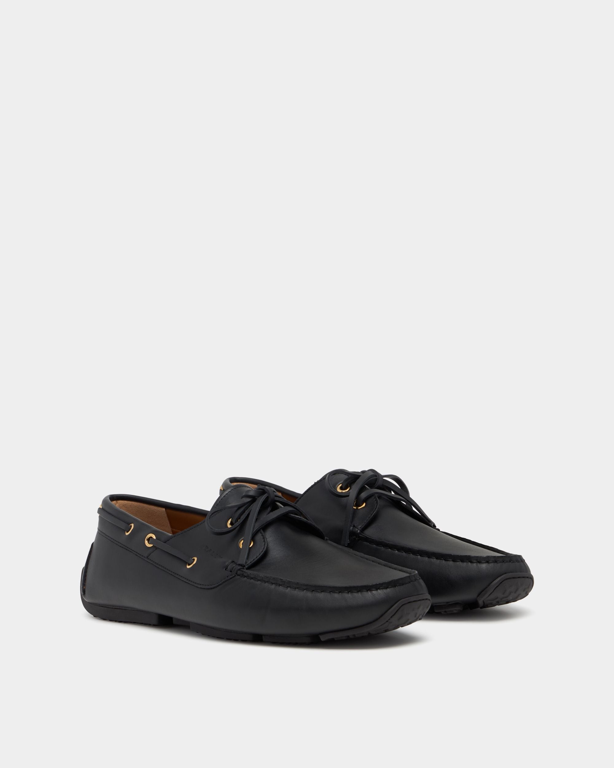 Pilot Driver-Schuhe aus schwarzem Leder