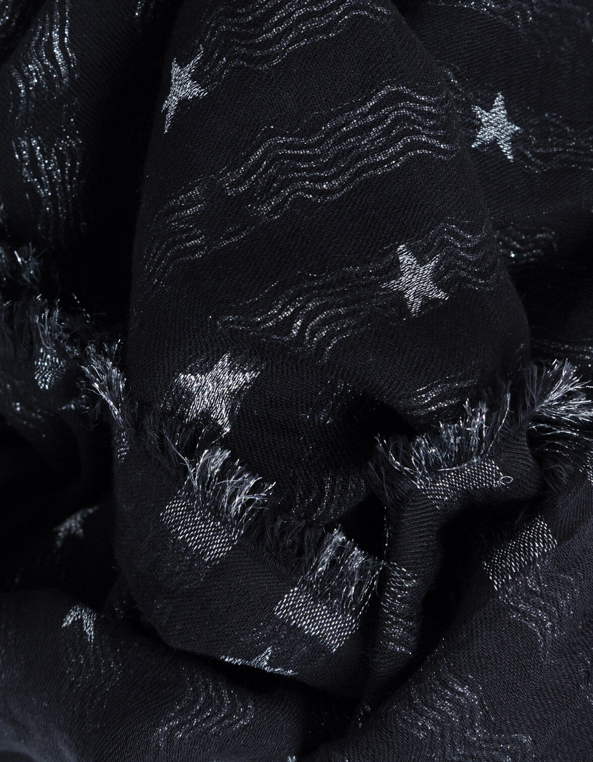 Foulard noir jacquard étoiles argentées Femme